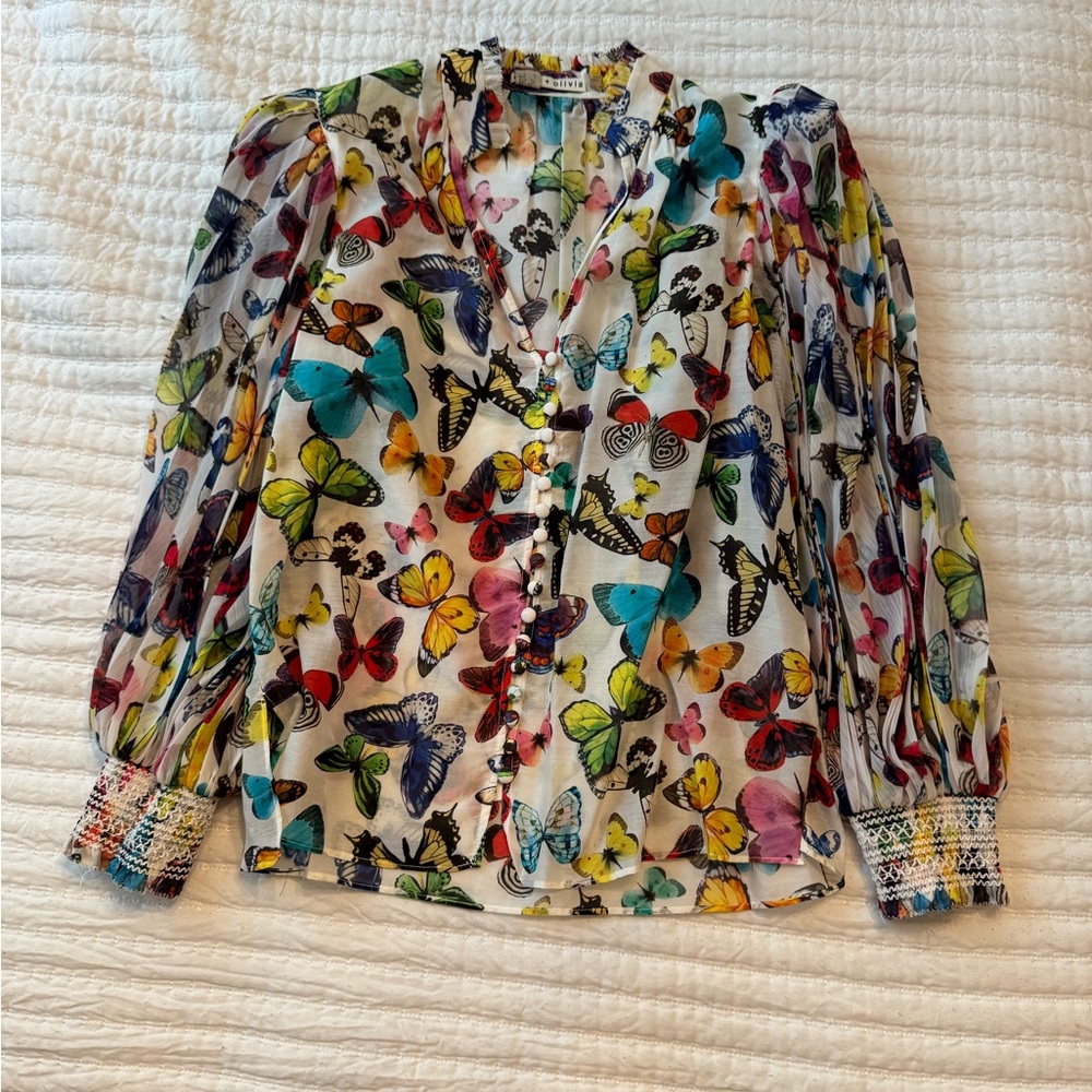 Alice + Olivia Ilan Butterfly Printed Top
Butterfly High Off White , X-Small